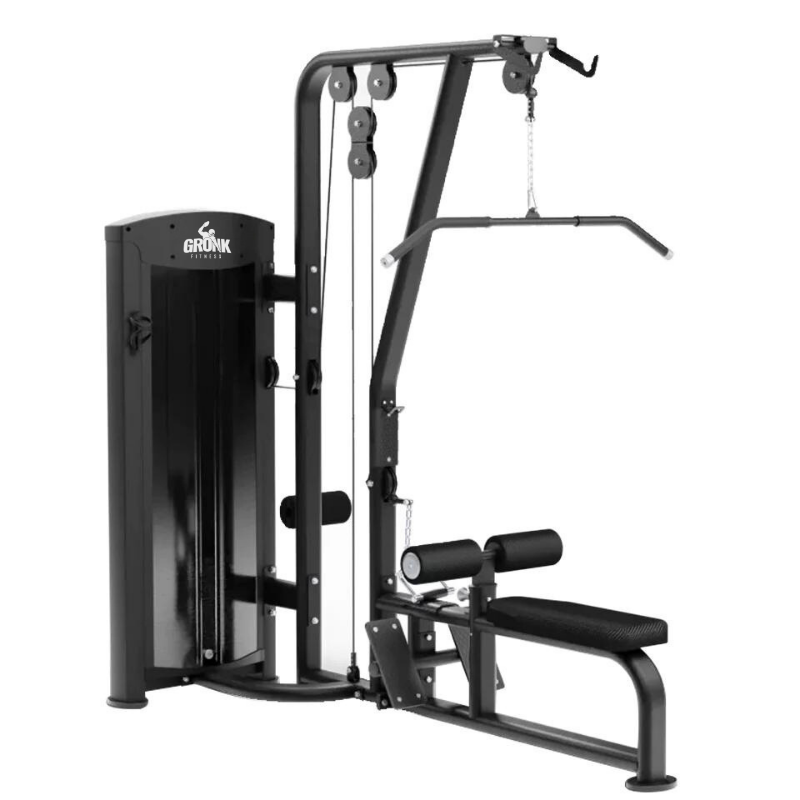Gronk Dual Lat Pulldown and Low Row Selectorized Gronk Fitness Products Selectorized, single stack, assembly required ELEMENTFITNESS-COBALTDUALLATPULLDOWN_LOWROW_8a28ddbc-f92c-46c7-8a8b-6335345d364e