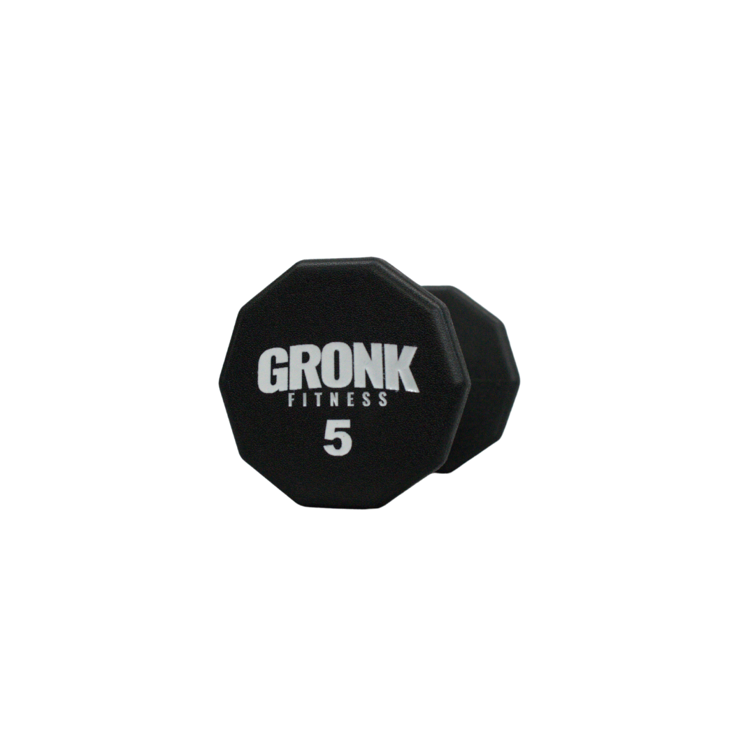 Dumbbell, 10 sided Urethane, Gronk, 8lb Gronk Fitness Products Dumbbells 10_Sided_GFP_DB-5_LB