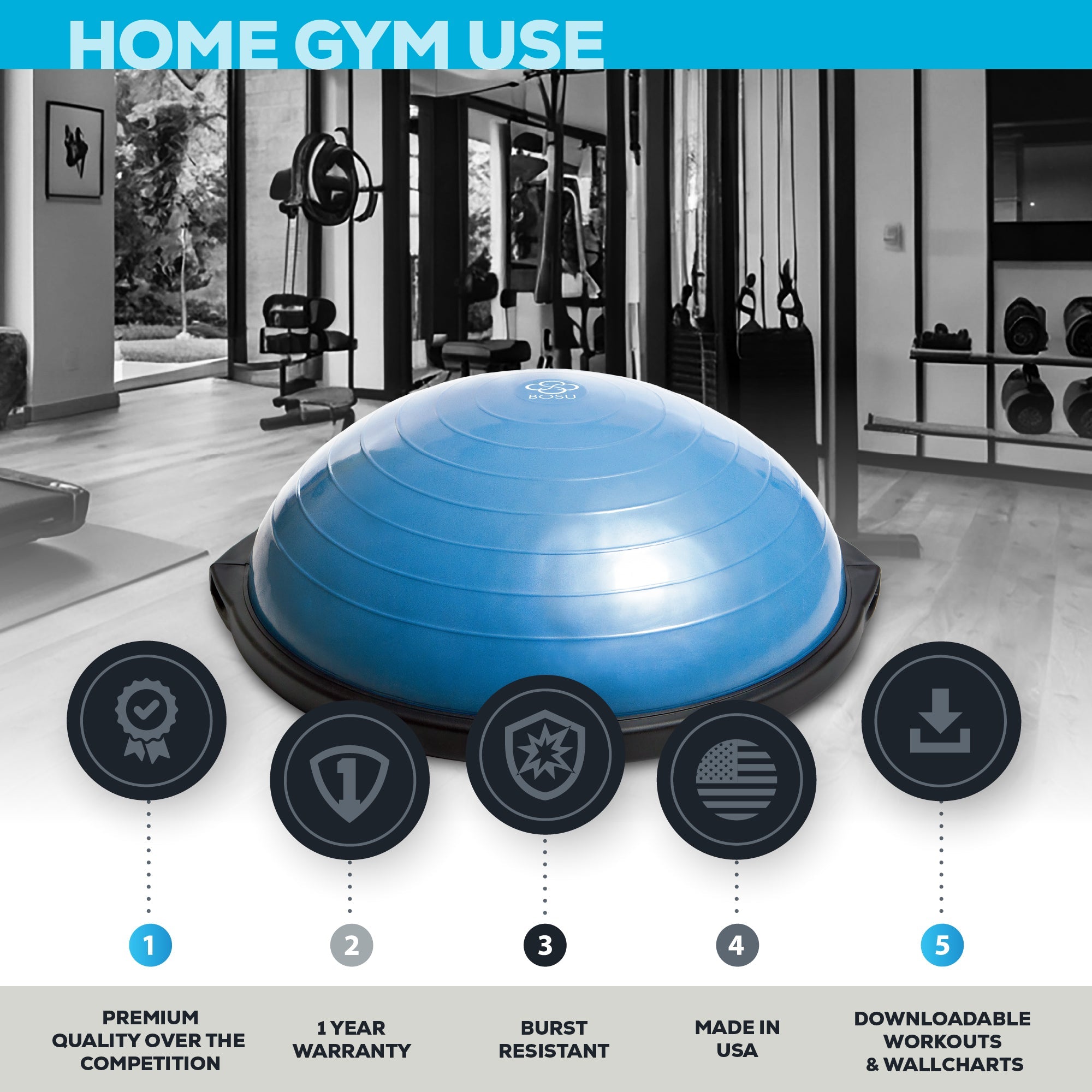 Bosu Home Balance Trainer, Blue XP 65cm – G&G Fitness Equipment