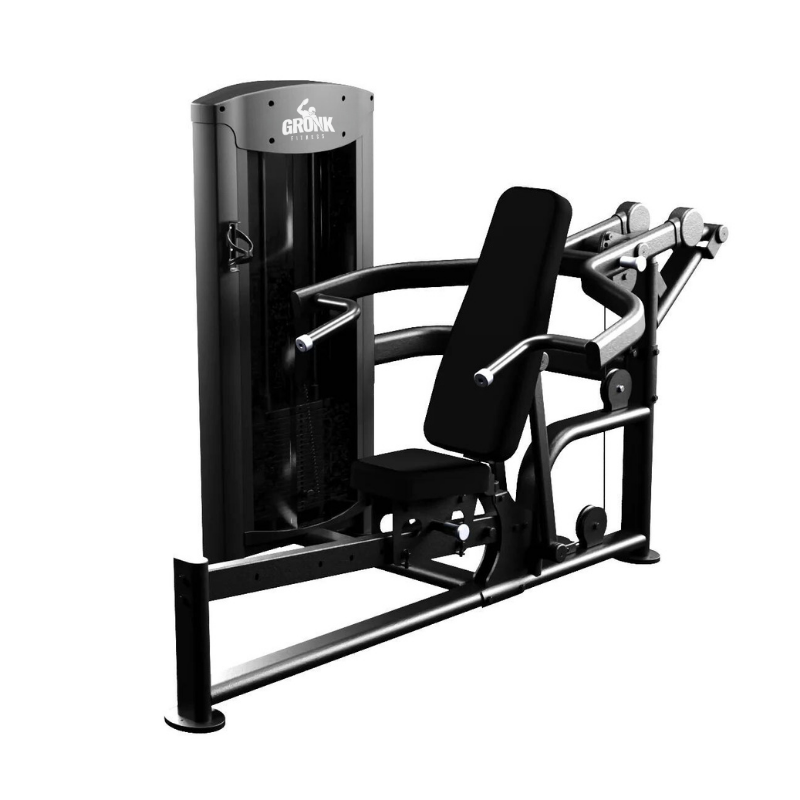 Gronk Fitness Selectorized Dual Incline Chest & Shoulder Press Gronk Fitness Products Selectorized, single stack, assembly required ELEMENTFITNESS-COBALTDUALINCLINECHEST_SHOULDERPRESS_4_08800287-fcdf-4b57-9c63-37d8addd2f28