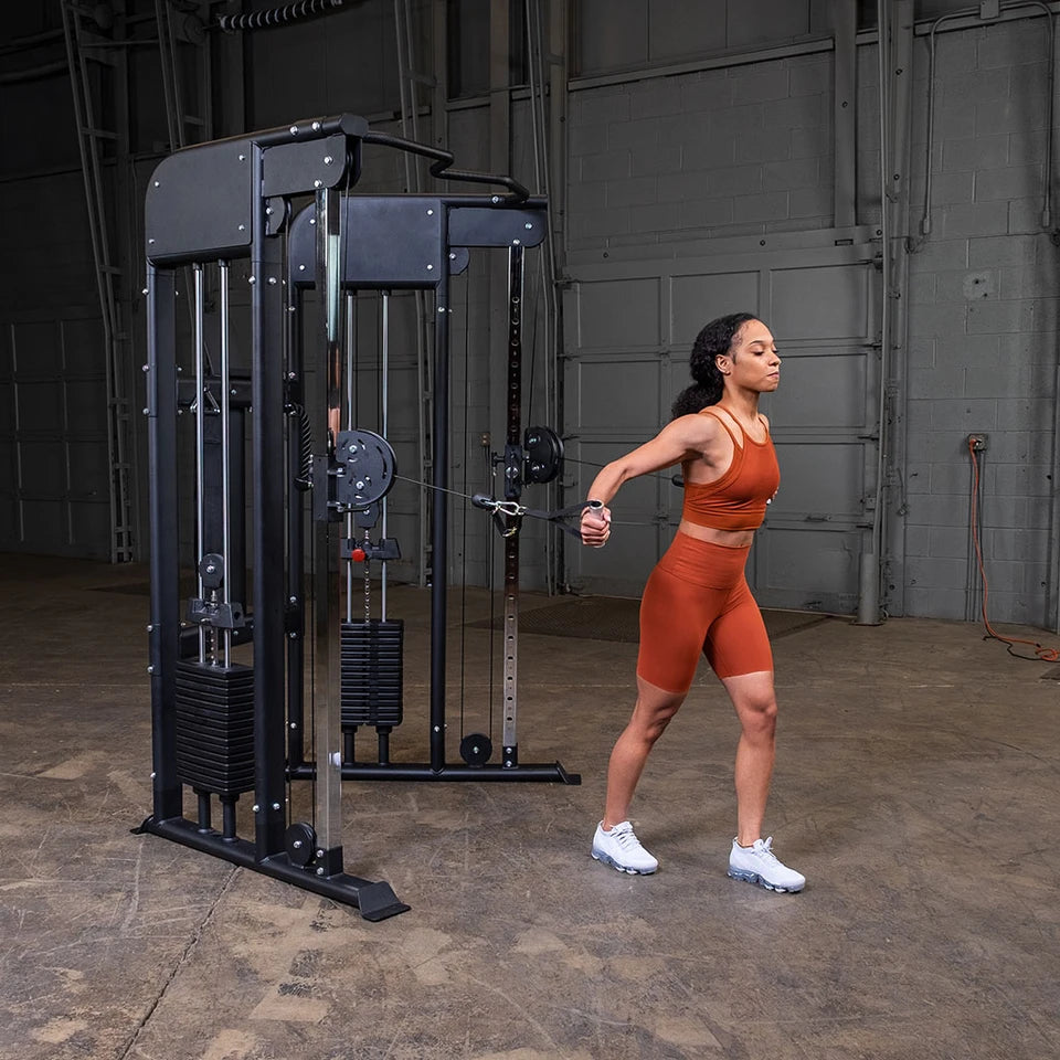 Body Solid GFT100 Functional Trainer, Stack x2 Body Solid Home Gym, Small; Single stack or a-frame double stack (functional trainer). 5 functions or less GFT100_DSF4095_PecFly__42122.1735917362