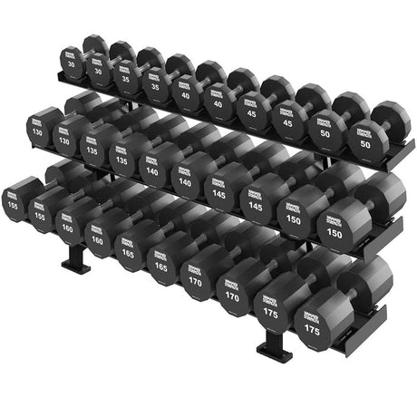 Hammer - 3 Tier Dumbbell Rack for 15 Pairs Life Fitness Dumbell racks, power block stand, plate and bar storage, kettlebell racks, ball racks hammer-strength-benches-and-racksthree-tier-dumbbell-rackbase