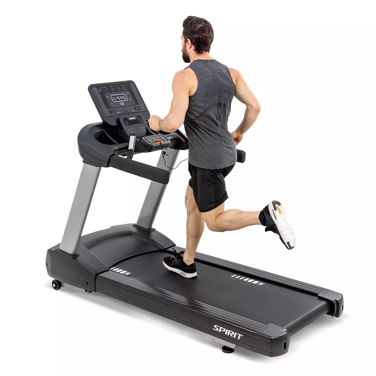 Spirit CT800 Treadmill | Black Spirit Treadmill; Commercial Frame Residential l-r_3-4_run_1__jpg_2aaca80f-d969-4298-989e-b9a1c5a72592