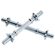 Threaded Dumbbell Handle Threaded Solid Steel Dumbbell Handles feature solid, heavily chromed steel with deep threads for safety and durability. A simple spin locks plates tight. Solid steel. 14" long  Collars included 5 lbs each Sold Individually